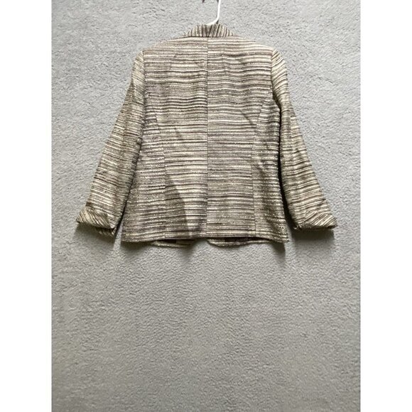 KASPER Women's Brown Tan  Striped One Button Striped Blazer Jacket Top  Size 8 - Picture 2 of 10
